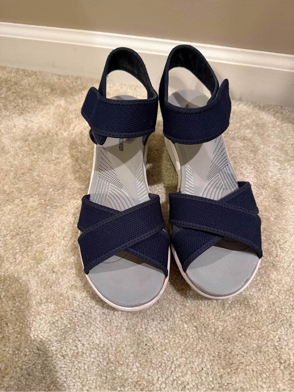 Clark’s Cloud Steppers Comfort Stretch Navy Blue Women's Sandals